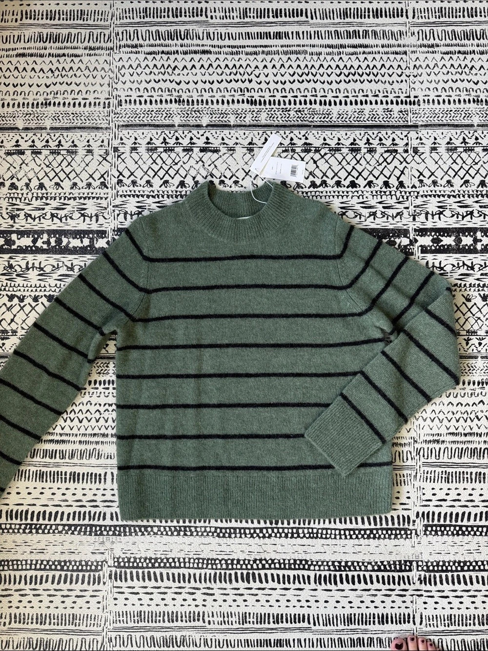 NWT Vince Stripe Mock Neck Wool Blend Sweater